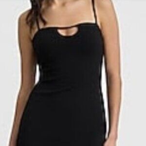 EXPRESS SQUARE NECK SLEEVELESS CUTOUT MIDI DRESS